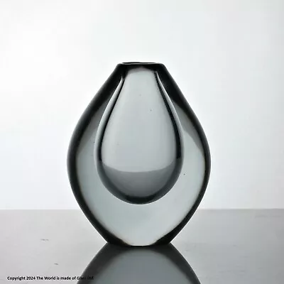 Buy Sven Palmqvist For Orrefors, Small Grey Glass Vase • 35£