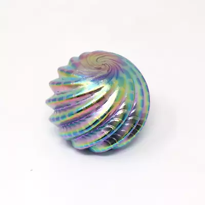 Buy Stuart Abelman Art Glass Paperweight Iridescent Atlantis Raised Optic Swirl • 143.48£