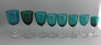 Buy Vintage Bristol Teal Blue/Green Wine/Sherry Glass - Various - Select From List • 6.49£