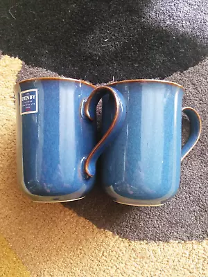 Buy NEW 2 X DENBY BOSTON BLUE STRAIGHT SIDED COFFEE BEAKERS MUGS • 19.99£