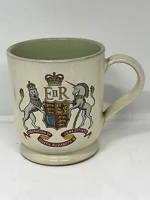 Buy 1953 Coronation Of Queen Elizabeth Denby Stoneware Two Tone Pottery Tankard • 9.99£