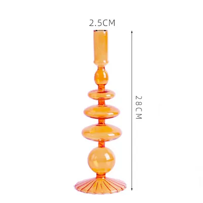 Buy Pink/Orange Glass Candle Holders Mid Century Design Retro Candlestick Stands New • 10.18£