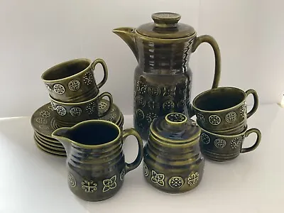 Buy Lord Nelson Pottery Coffee/Tea Set Celtic Green Pattern 13 Pieces, Great • 14£