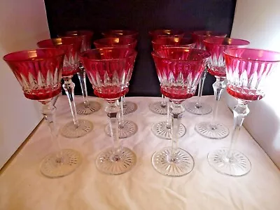 Buy SET 12  Baccarat Buckingham Pattern Crystal Cranberry Cut To Clear Wine Glass    • 2,341.31£