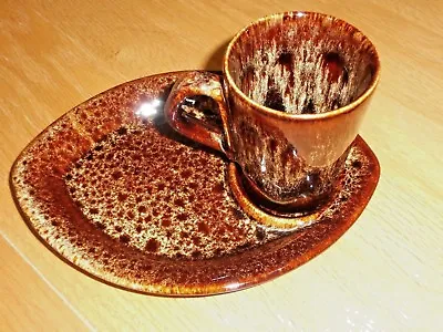 Buy Vintage Fosters Studio Brown Honeycomb Pottery 2 Mug & 3 Saucer/biscuit Plates • 15.50£