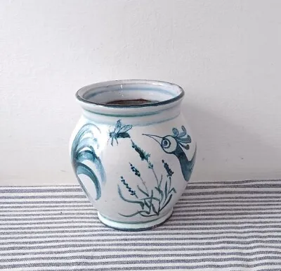 Buy Pretty Vintage Vase Bird & Bee Hand Painted Design Studio Pottery Ceramics  • 24.99£