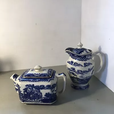 Buy Ringtons Blue And White Willow Pattern Teapot And Jug Newcastle On Tyne LW001 • 18£