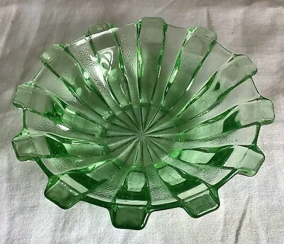 Buy Stölzle Art Deco Style Green Pressed Glass Dessert Dish / Bowl 1930's • 10£