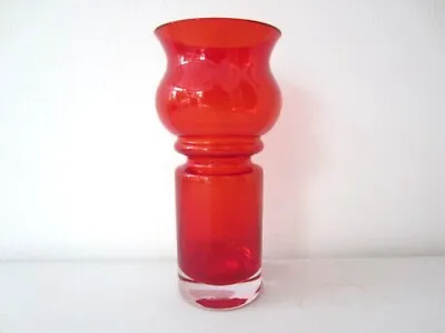 Buy Vintage Finnish Riihimaki RIihimaen Lasi Red Glass Hooped Vase • 53.99£