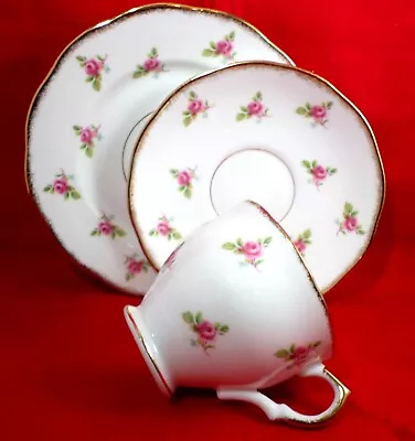 Buy Vintage SALISBURY Tea Trio PINK ROSES China FLORAL Tea Set GORGEOUS • 12£
