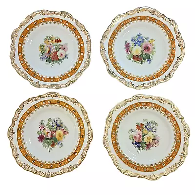 Buy 4 Antique English Copeland Spode Jeweled Floral Cabinet Dinner Plate Set 9.5  • 1,150.84£
