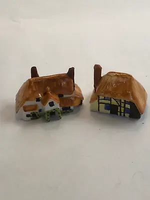 Buy Pair Miniatures Pottery Village House Collectable Cottages • 10£