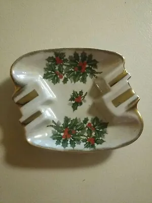 Buy Lusterware Ashtray Candy Dish Japan1950's Flower Of The Month Dec. Holly/Berries • 10.88£