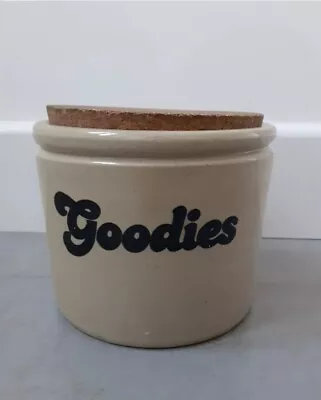 Buy Vintage Heavy Stoneware Jar Storage Pot Goodies Spellout Treats Cannister  • 8£