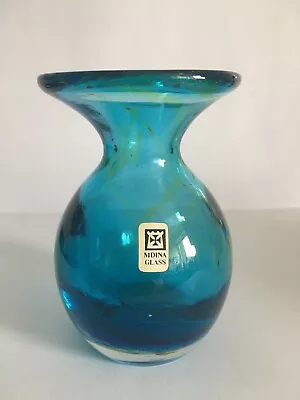 Buy Vintage  Mdina  “Sea & Sand”  Art  Glass Vase - 10cms  Label And Signed 1970s • 18£