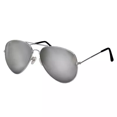Buy Pilot Glasses With Mirrored Lens And Silver Frame Fancy Dress Aviator Accessory • 3.99£