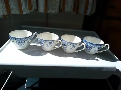 Buy Vintage Blue And White Cups  11cm D,  6.5cm H  X   4 • 5.50£