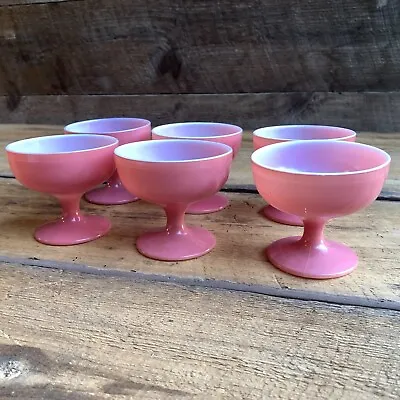 Buy 6 Pink Sherbet Cups By Hazel Atlas HTF Platonite Ovide 3” Tall Vintage • 32.21£