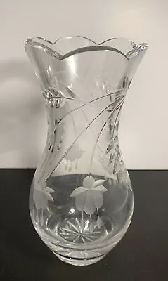 Buy Royal Doulton Crystal Glass Vase Flower Engraved And Etched -Lion Head Mark Base • 10£