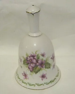 Buy Lovely Queen's Bone China Bell February Violets Flowers Approx 4½ Ins Tall • 8.99£