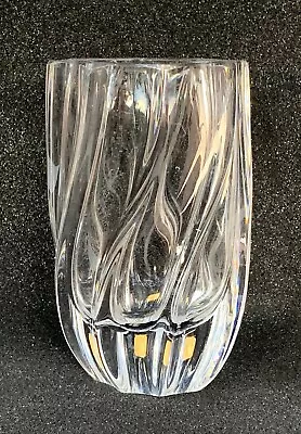 Buy KOSTA BODA Sweden Anna Ehrner Twisted Crystal Glass Oval Vase, Hand Blown Ribbed • 30.68£