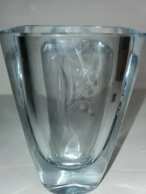 Buy STROMBERG SHYTTAN Swedish Art Glass Ice Blue Vase Signed Lillies Of The Valley • 33.48£