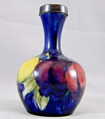 Buy Small Vintage Moorcroft Plum Wisteria Bud Vase William Hutton Metal Banded Rim • 281.73£