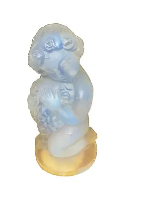 Buy Sabino Art Glass Paris France Opalescent Crystal Child Cherub Roses Figurine • 43.43£