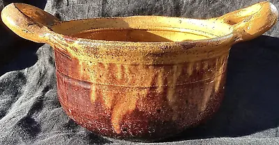 Buy Vintage 1940s French Provençal Yellow And Brown Stoneware Handled Bowl • 20£