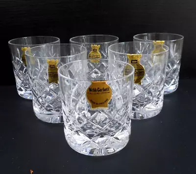 Buy 6 Webb Corbett Rolleston Lead Crystal Small Whisky Tumblers - 7.5 Cm Tall -boxed • 24.99£