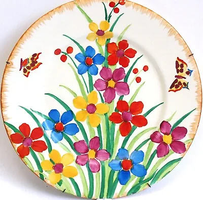 Buy Fine Art Deco 1930s Maling Hand-painted Wall Plaque - Flowers And Butterflies • 65£