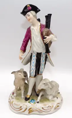 Buy Muller Volkstedt Dresden Porcelain Figure Early C20th Shephard Sheep & Dog • 44.99£