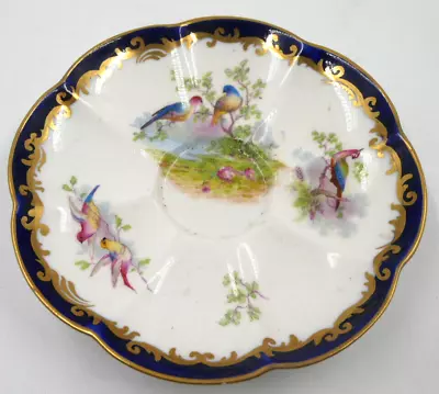 Buy VINTAGE GEORGE JONES CRESCENT CHINA ENGLAND FLUTED SAUCER EXOTIC BIRDS A4696 20s • 4.95£