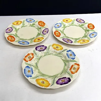 Buy 3 X Vintage Grindley English Porcelain Side Plate Set Embossed Floral Design • 19.99£