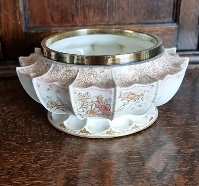 Buy Antique Doulton Burslem Floral Bowl Hallmarked Silver Rim 1903 Edmond Johnson Lt • 34.99£