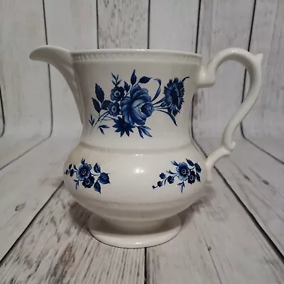 Buy Vintage Lord Nelson Pottery England Porcelain Pitcher Floral Blue Flowers • 23.70£