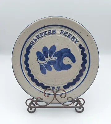 Buy Virginia Salt Glazed Cobalt Blue Harpers Ferry WV Stoneware Pottery Plate HARVEY • 20.82£