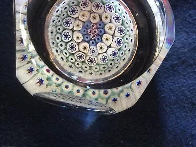 Buy Rare Vintage Whitefriars Faceted Millefiori Glass Paperweight. 1973. White &blue • 49.50£