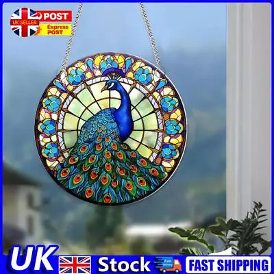 Buy Acrylic Stained Glass Peacock Suncatcher Door Sign Hanging Decoration (20x20cm)  • 8.79£