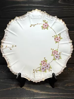 Buy Limoges France Floral Chop Or Cake Plate Round Platter 11 1/2” Embossed Design • 38.74£