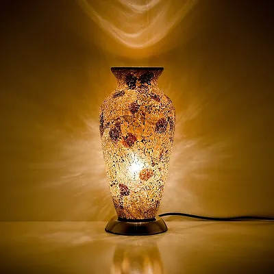 Buy Fabulous  Mosaic Glass Crackle Autumn Gold / Amber Vase Lamp • 49.99£