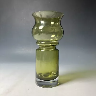 Buy Vintage Riihimaki Finland Tulip Green Glass Hooped Vase By Tamara Aladin • 34.95£