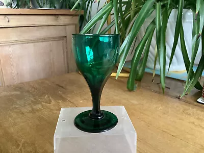 Buy Victorian Eight Facet Stem Bristol Green Small Wine Glass 12cm X 6cm • 10£