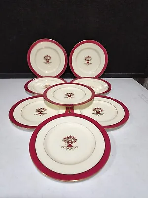 Buy Set Of 8-minton China Red H4147 Pattern Bread Plates For Marshall Fields Chicago • 110.73£