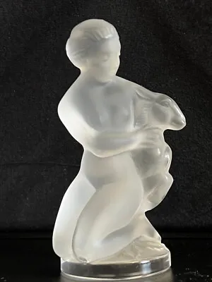 Buy Lalique France Frosted Crystal Figurine Nude Lady Diane With Fawn W/Paper Label • 96.06£