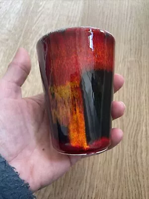 Buy Small Poole Studio Pottery Volcano Vase 3.5  Red Orange Yellow Blue Perfect • 25£