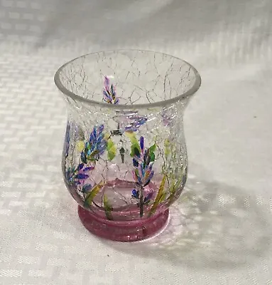 Buy Crackle Glass Vase / Painted / 3.5  Diameter / Pink Tint At Base • 8.56£