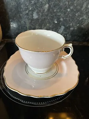 Buy Royal Vale England Bone China Baby Pink And Gold Tea Cup And Side Plate Saucer • 4.99£