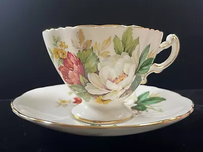 Buy Hammersley & Co. Red And White Peony Flowers Bone China Cup And Saucer • 28.76£