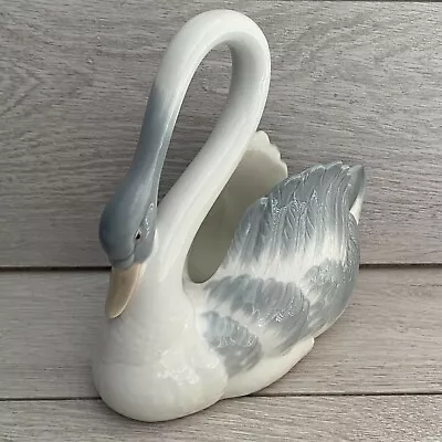 Buy Vtg 1983 Lladro Nao Large Swan Elongated Neck Planter Vase Figurine White & Grey • 84.95£